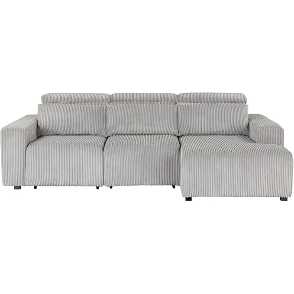 Contemporary Style,Gray Corduroy Fabric,Ratchet Headrest,Built-in USB Connectivity,Pull Out Sofa Bed