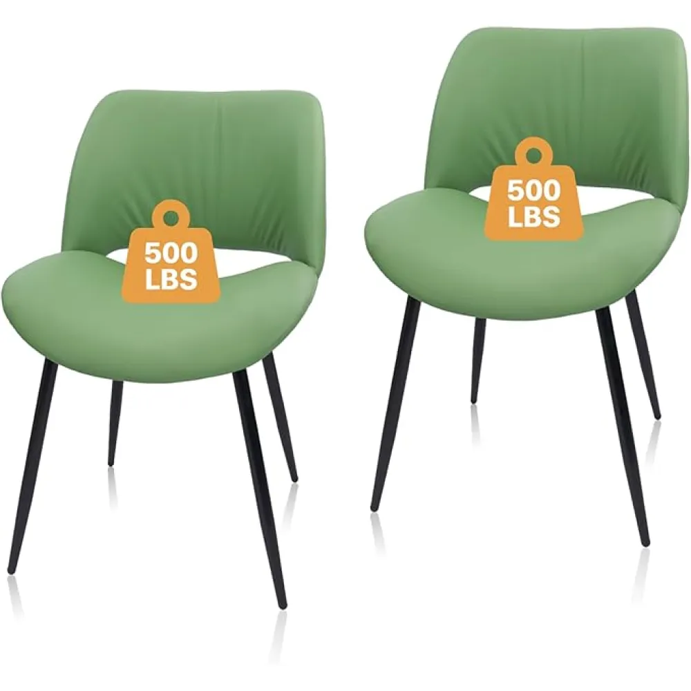 CLATINA Armless Office Reception Guest Chair Set of 2, Big and Tall 500LBS Leather Desk Chair No Wheels with Backrest Padded Seat for Home Lobby Church Conference School Meeting Waiting Room, Green