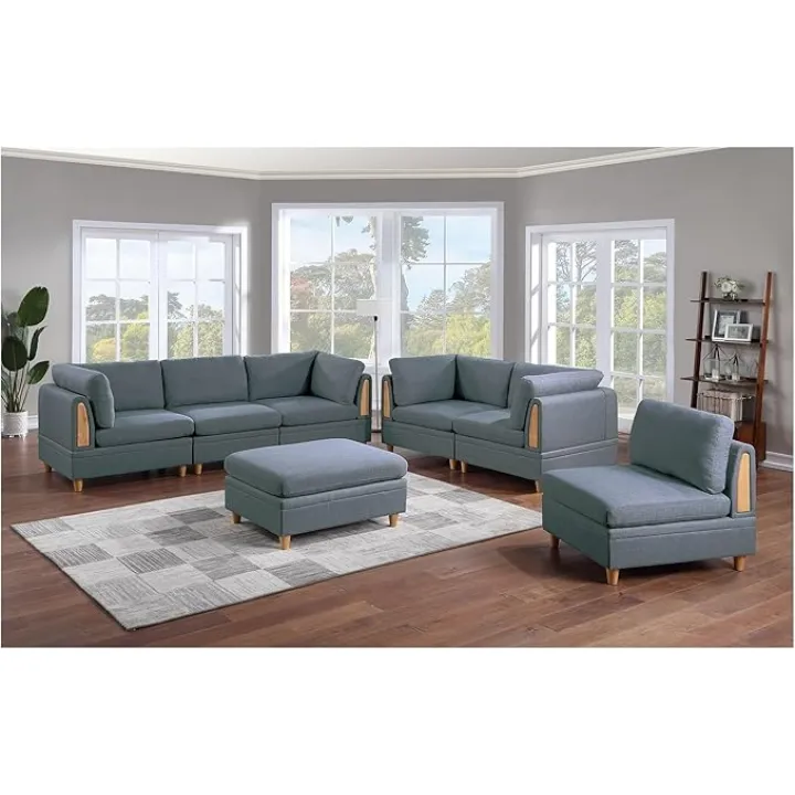 Modern Living Room Furniture Sofa Set, Modular Sofa Set, Fabric Upholstered Seating