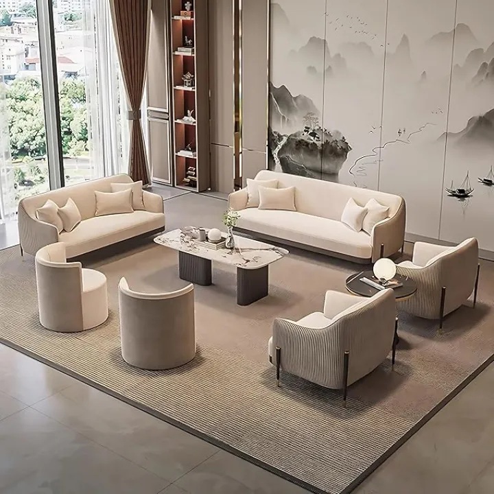 Modern Velvet Sectional Sofa Set for Living Room – Ergonomic Design, Solid Wood Frame, Carbon Steel Legs, High-Density Foam, Easy Assembly – Luxury Couch for Home or Apartment (Combination B)