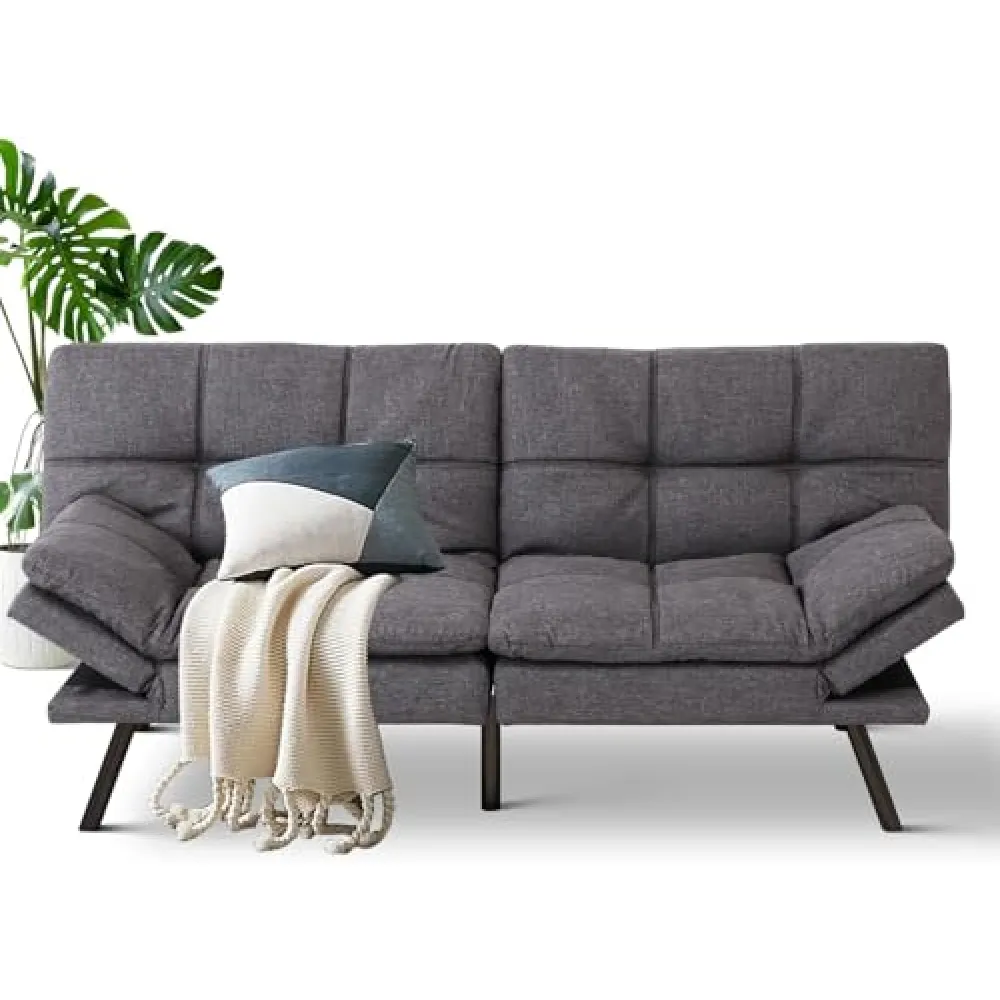 MUUEGM Futon Sofa Bed Memory Foam Small Office Couch Loveseat Sleeper Sofa with Adjustable Backrest Armrests for Small Space Office Living Room,Apartment