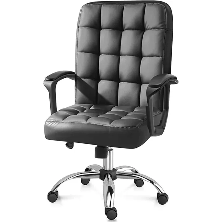 Office Chair Adjustable Height Leather Computer Chair Swivel Task Thick Padded Comfort Home Office Desk Chairs