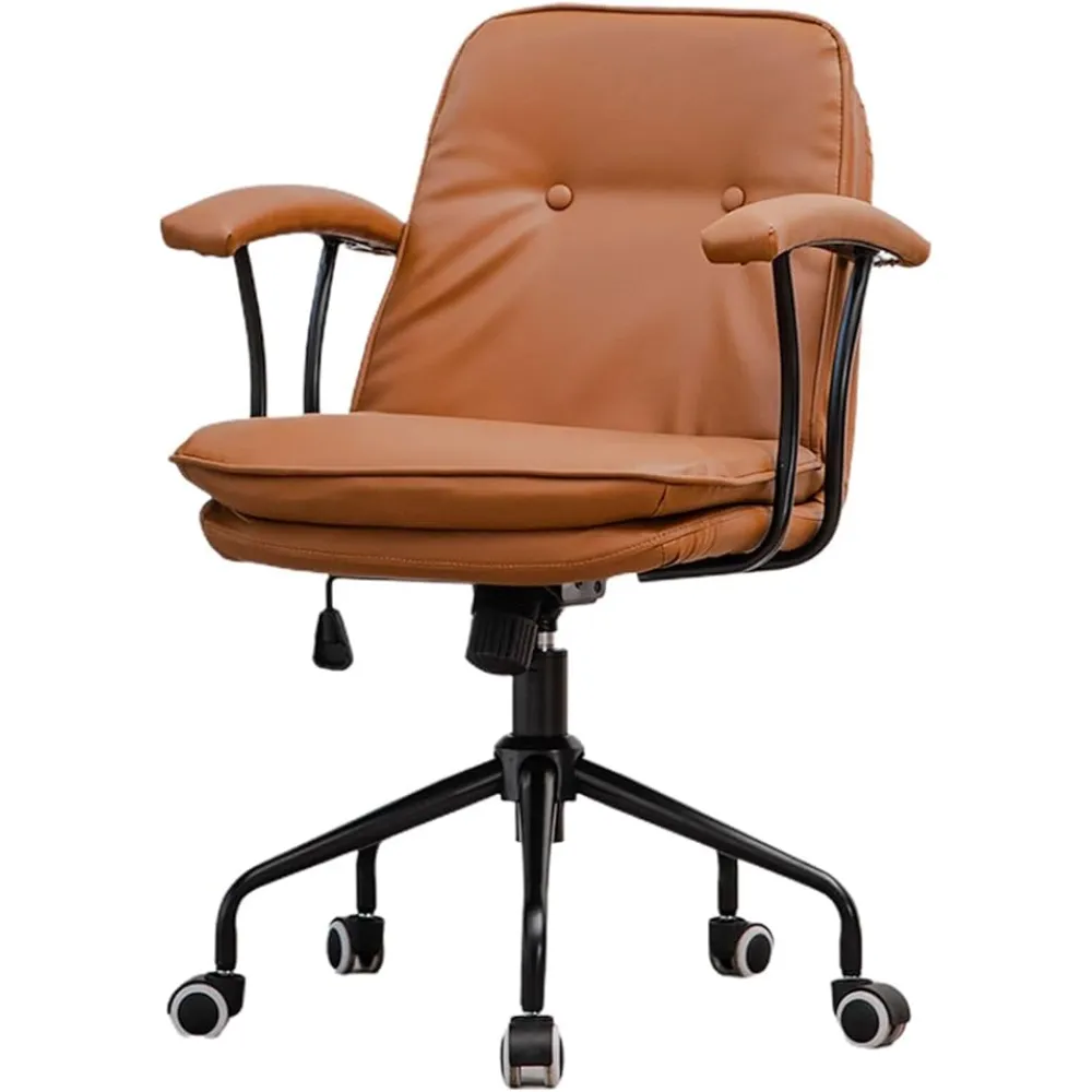 Ergonomic Office Desk Swivel Chair with Padded Armrest, Adjustable Height Computer Chair for Home, Office, Study, Leisure,Orange-One Size
