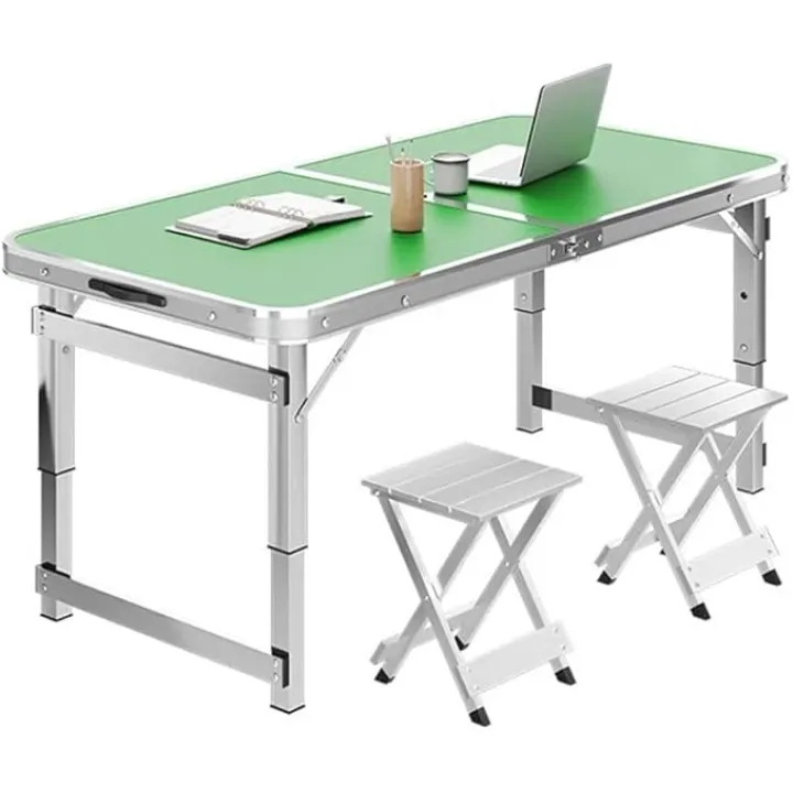 Picnic Table, Folding Tables, Foldable Table and Chair Set, Light Weight, with 2 Stools,C,150cm