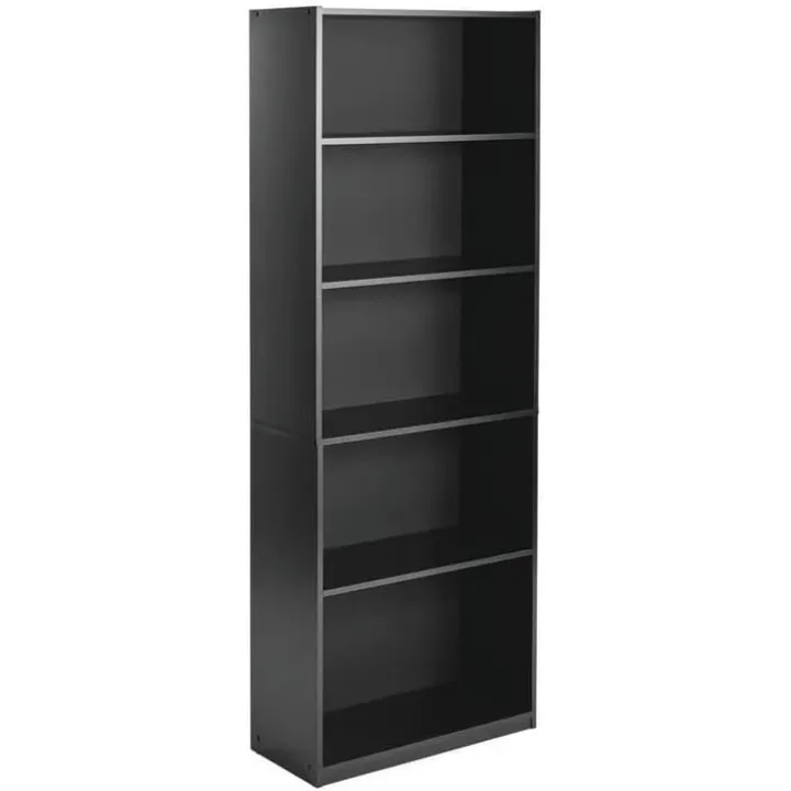 5-Tier Bookcase with Adjustable Shelves, Open Storage Shelf for Living Room, Home Office, True Black Oak
