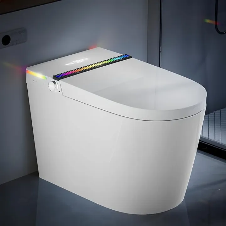 WinZo Smart toilet with bidet built in,Tankless Toilet Auto Open/Close Lid with Dryer, ADA Comfort Height Heat Seat, Instant Warm Water, Power Outage and Flush,Foot Sensor, LED Display, 1.28GPF White