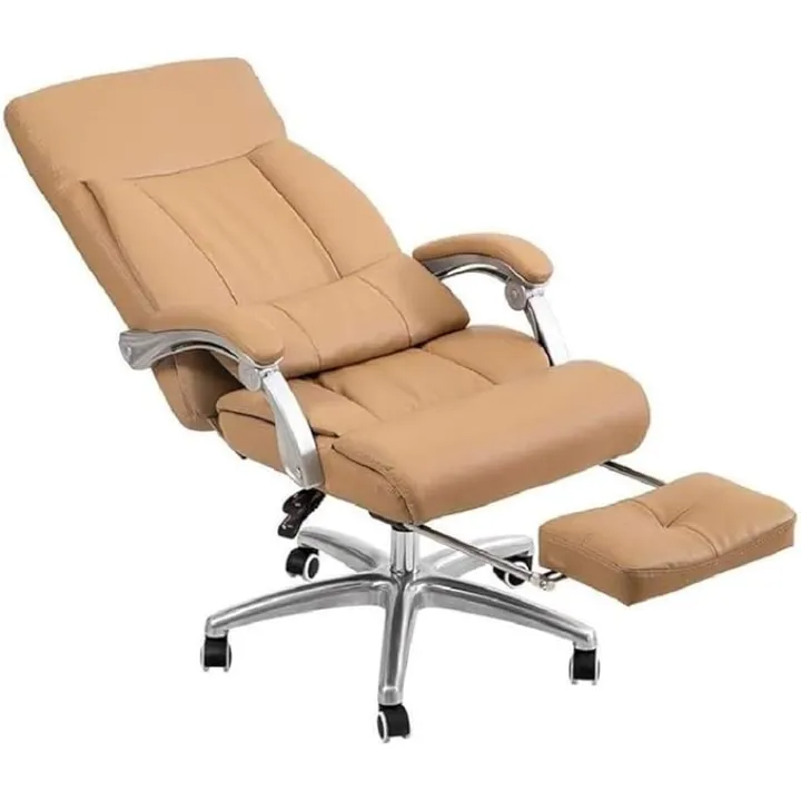 Ergonomic Gaming Task Chair High Back Executive Office Chair with Generous Headrest Thickened Chair Back PU Leather Padding Commercial Grade Swivel Computer Desk Chair for Home Office Study Room(Brown