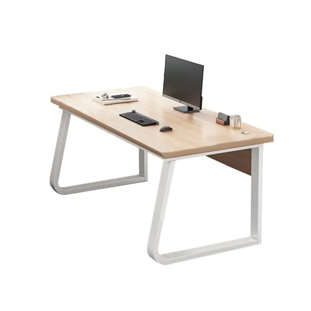 Generico Scrivania da Ufficio Beige, scrivania da Lavoro da 55,1" per Ufficio Domestico e Piccoli spazi, Struttura in Metallo, Ideale per postazioni di Lavoro, uffici, Lavoro da remoto, Elegante e Fu