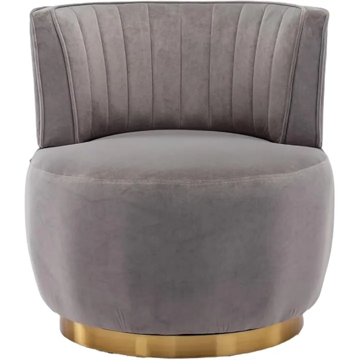 360 Degree Swivel Cuddle Barrel Accent Sofa Chairs, Round Armchairs with Wide Upholstered, Fluffy Velvet Fabric Chair for Living Room, Bedroom, Office, Waiting Rooms