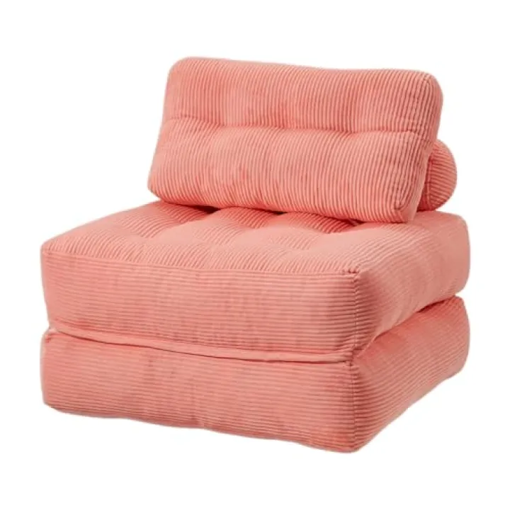 MELLCOM Foldable Sofa Bed - Adjustable Convertible Chair, Tufted Sleeper Couch, Portable Folding Lounge Sofa, Foam-Filled Pull-Out SofaBed for Living Room, Bedroom(Pink)