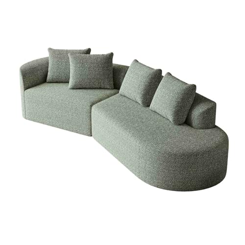 FRITHJILL Modern Sectional Sofa, 112-Inch Curved Chenille Sectional Couch, 4-Seater Extra Deep & Wide Cloud Couch with 4 Pillows, No Assembly Modular Sofa for Living Room