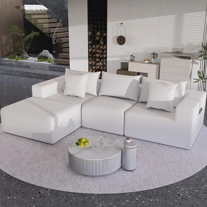 Modular Sectional Sofa, Cloud Sectional Couch with Deep Seat, Modern Modular L-Shape Sofa Couch,Upholstered Couches Sleeper Boneless Sofa for Living Room Bedroom,No Assembly Required (108''L)