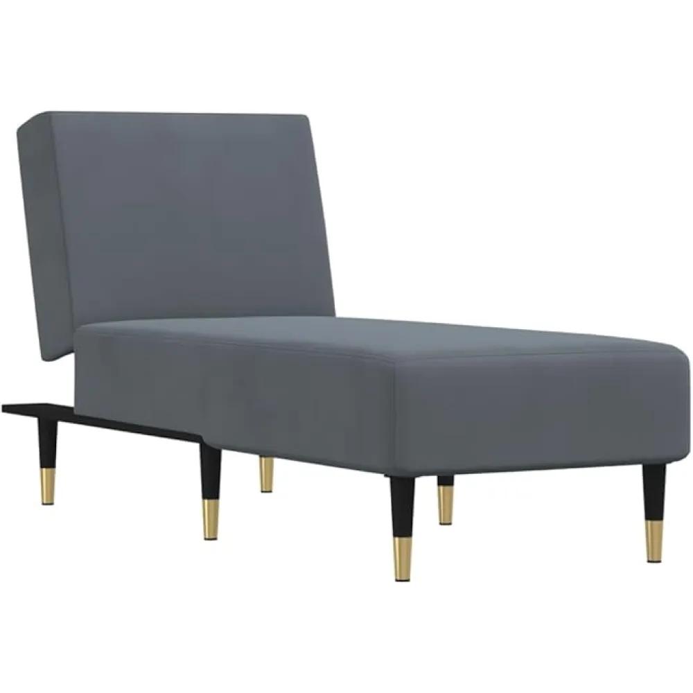 Chaise Longue Dark Gray Velvet Home Chaises