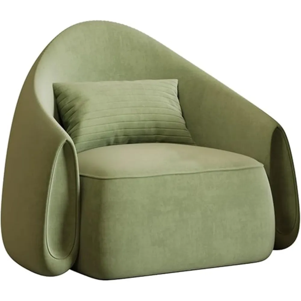 Fabric Accent Chair, Upholstered Armchair with Solid Wood Legs, Modern Living Room Accent Sofa, for Bedroom Reception Lounge dGreen