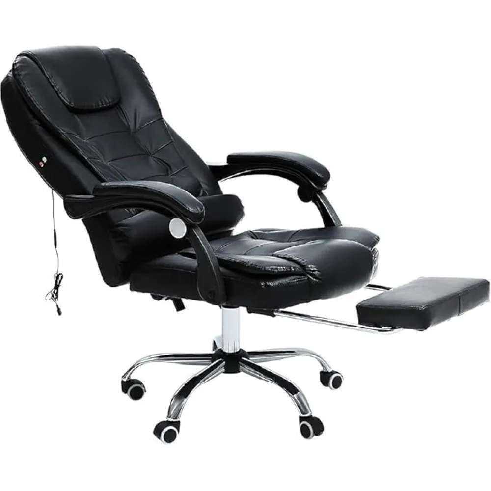 Commercial Grade Reclining Home Office Chair Ergonomic Executive Office Chair with Hidden Footrest and Leather Upholstery Adjustable Height Desk Chair with Linkage Armrest for Workspaces