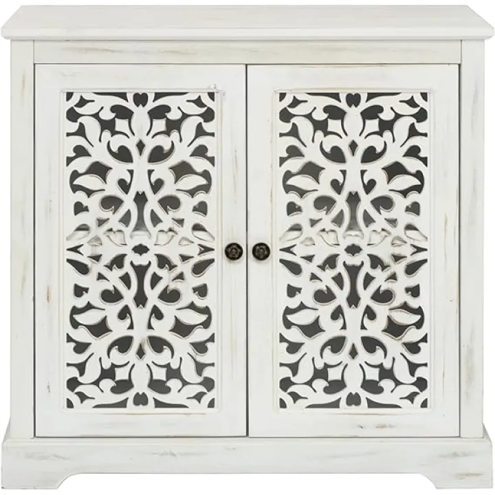 Antique Sideboard Storage Cabinet, Vintage Accent Cabinet, 2 Carving Doors Buffet Server Console Cabinet for Kitchen Dining Room Living Room Hallway