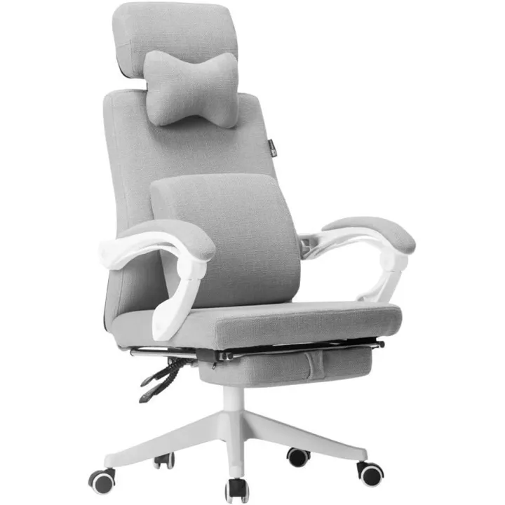 Reclining Office Desk Chair Adjustable High Back Ergonomic Computer Mesh Recliner Home Office Chairs Headrest Footrest Lumbar Support Fabric Swivel Chair