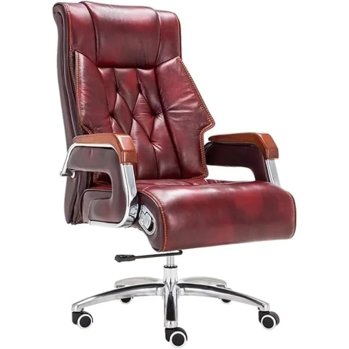Ergonomic High Back Executive Office Chair Commercial Grade 360° Swivel Leather Chair Adjustable Height Computer Chair with Armrests Adjustable Footrest for Long Sitting Home Office Use