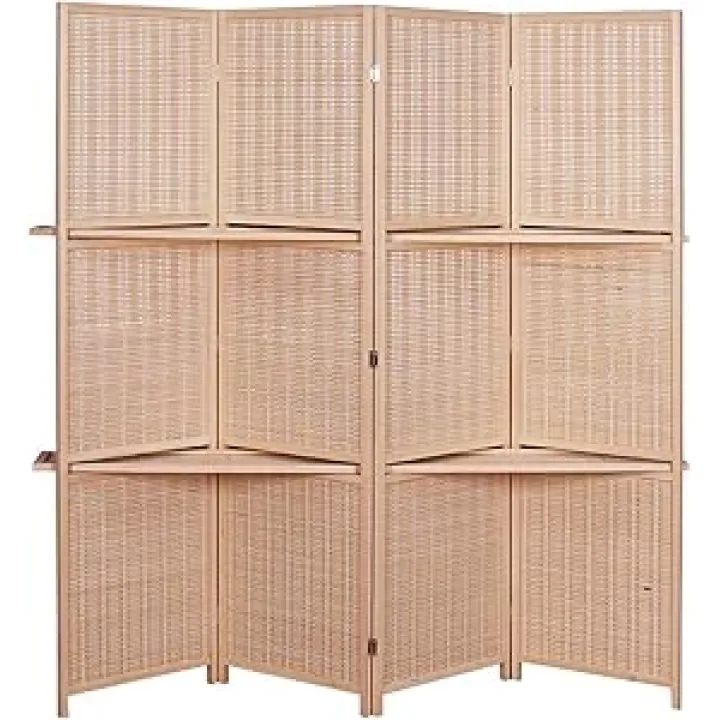 Room Divider with Shelves, Wall Divider Screen for Bedroom, Folding Wall Divider with Shelves, for Home Office Restaurant,A,200x200cm