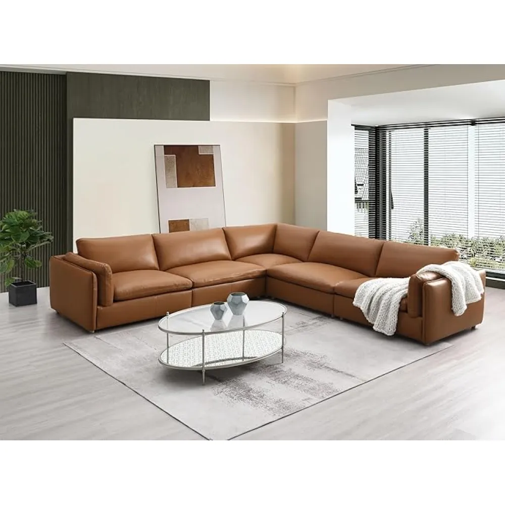 Cowhide Combination Sofa Chair, Living Room Office, V-Shape Upholstered Seating,for Living Room