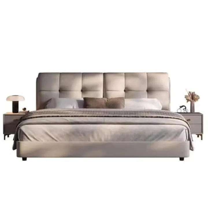 LSIGHTUS Modern Simplicity Queen Size Platform Bed, Upholstered Platform Bed with Headboard, Ergonomic Upholstered Headboard Noise-Free