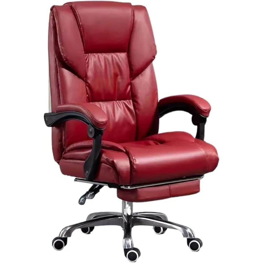 Desk Chair Office Chair Comfortable Sitting Chair Reclining Computer Chair Swivel Chair Home Desk Chair Business Chair Office Chair (Color : Brown) (Red One Size)