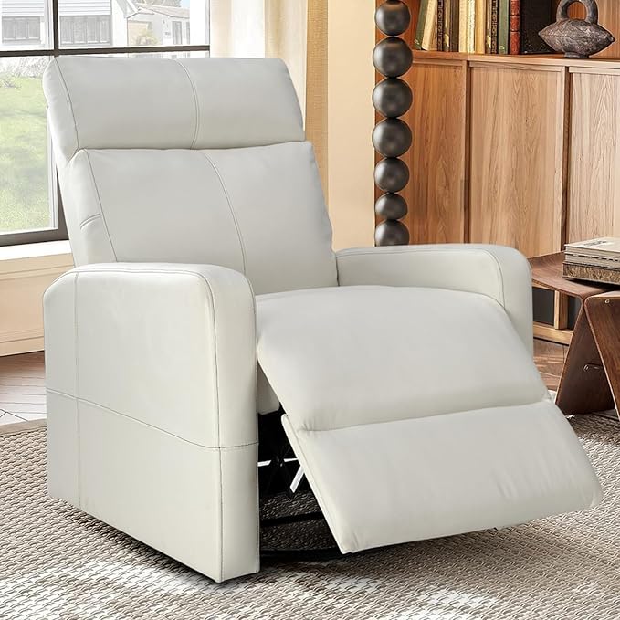 Overstuffed PU Leather Big Large Recliner with Massage and Heat for Big and Tall, Single Sofa Recliner with Overstuffed Arms and Back for Bedroom Easy Assembly
