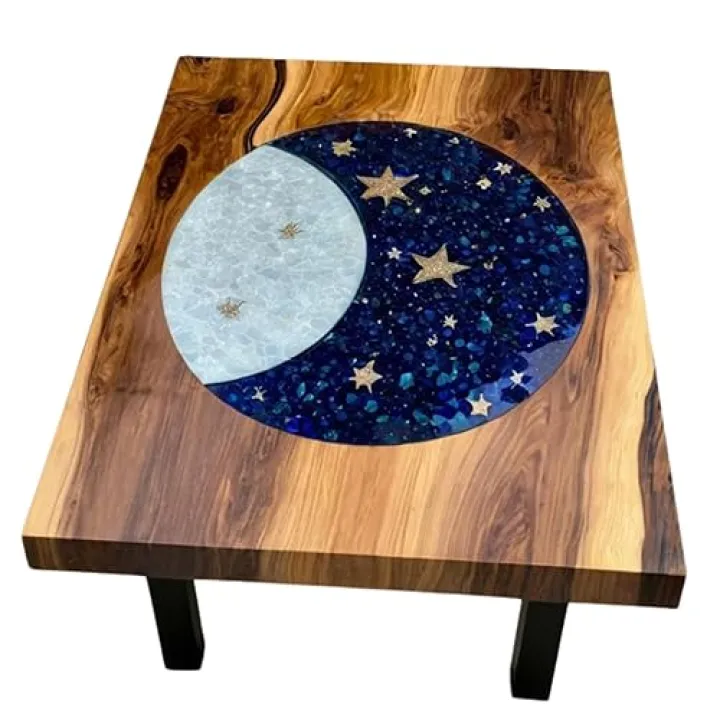 Starry Night Table, Moon Coffee Sofa Table, Large Luxury Office Desk, River Star Wood and Resin Table, Custom Craft Table, Living Room Table, Coffee Table, Table Office (70x170 inch)
