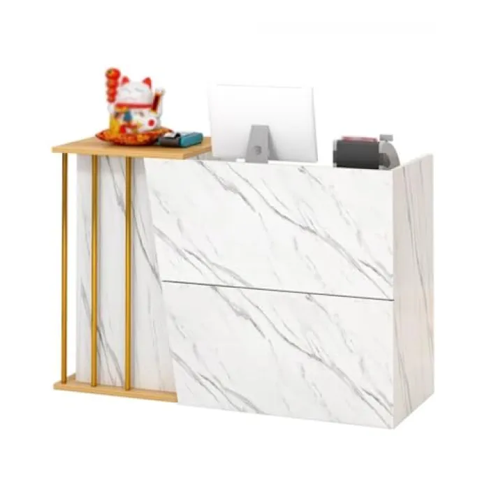 Moderno banco da reception con cassetti bloccabili, bancone per saloni di bellezza e ufficio a casa, elegante reception (L120 cm)