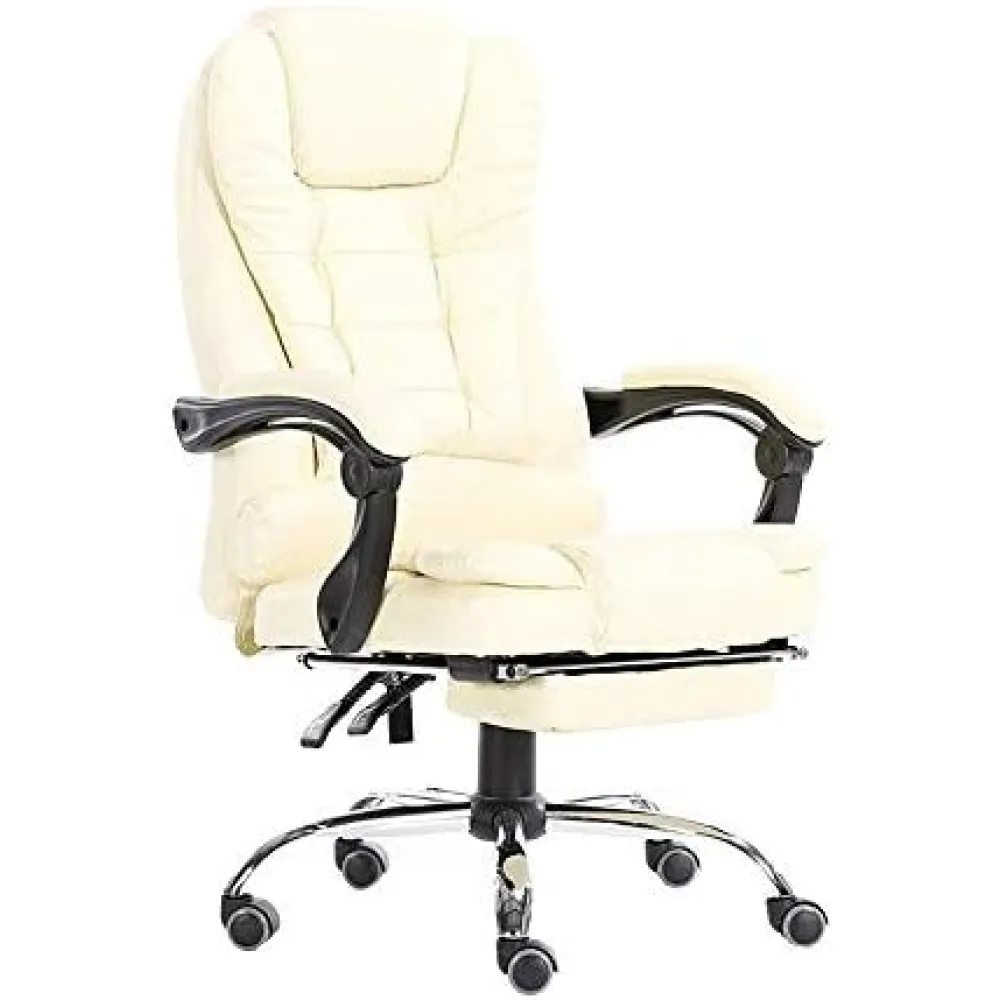 Ergonomic High Back Leather Office Chair - Adjustable Swivel Desk Chair with PU Wheels - Comfortable Brown Computer Chair for Home & Office - Ideal for Long Hours