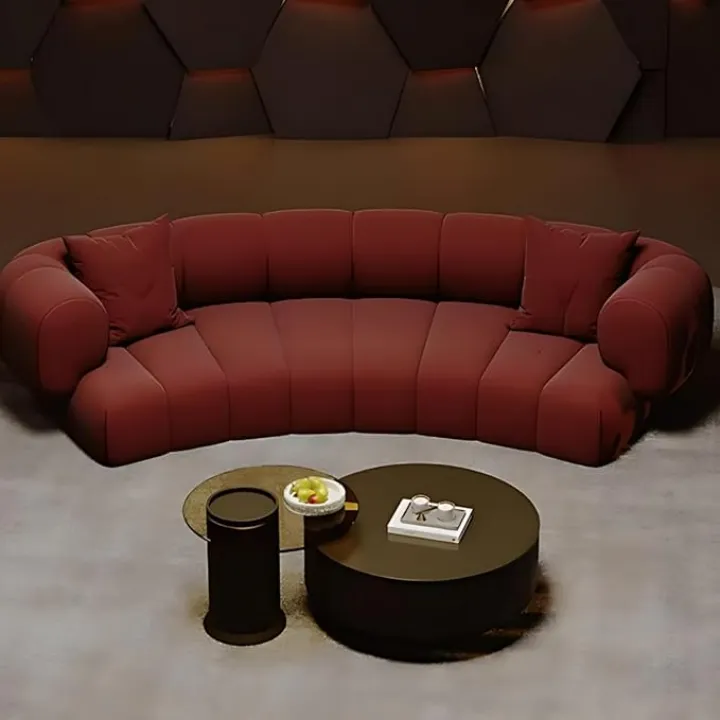 110.2IN Curved Sectional Sofá for Living Room - Black Coffee Table, Increased Seat Width | Modern Luxury Sofas for Living Room, Solid Wood Frame, Comfy Couch (Red)