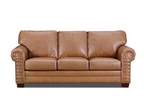 American Furniture Classics Vegan Leather Rolled Arm Sleeper Sofa