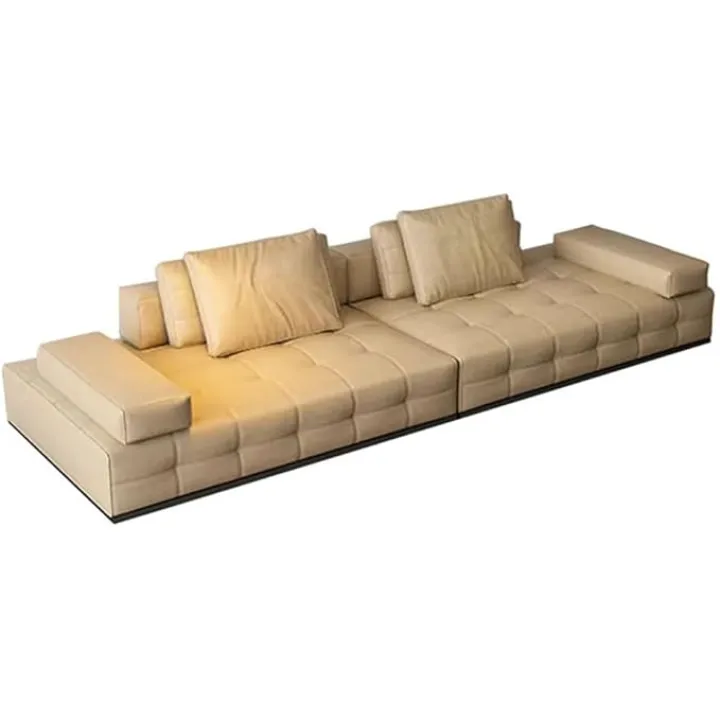 Wooden Skeleton Combination Sofa Villa Large Flat Straight Living Room Sofa