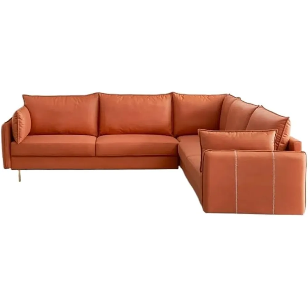 92.5 * 92.5'' L-Shaped Corner Sectional Leather Sofa- for Indoor Living Room Furniture
