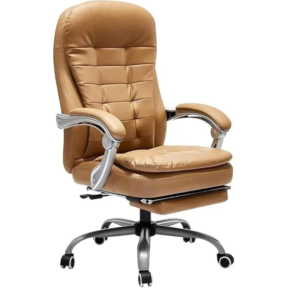 Ergonomic Executive Office Chair with Footrest Padded Armrests Adjustable Swivel Desk Chair Silent Rolling Base Comfortable Home Office Chair High Back Task Chair for Workstation Study or Gaming Use