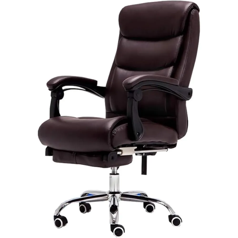 Ergonomic Office Chair Home Office Desk Chair Modern Simple Executive Chair Adaptive Linkage Armrest Large Angle Reclining 170 Degree Comfortable Support 250kg Capacity Brown