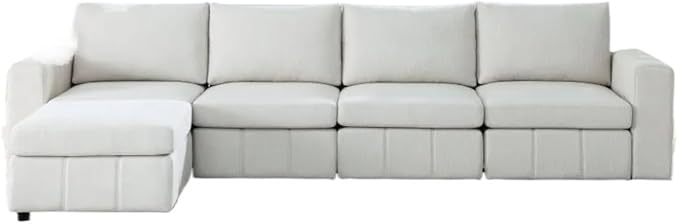 Upholstered Modular Sofa, L Shaped Sectional Sofa for Living Room Apartment(4-Seater with Ottoman)