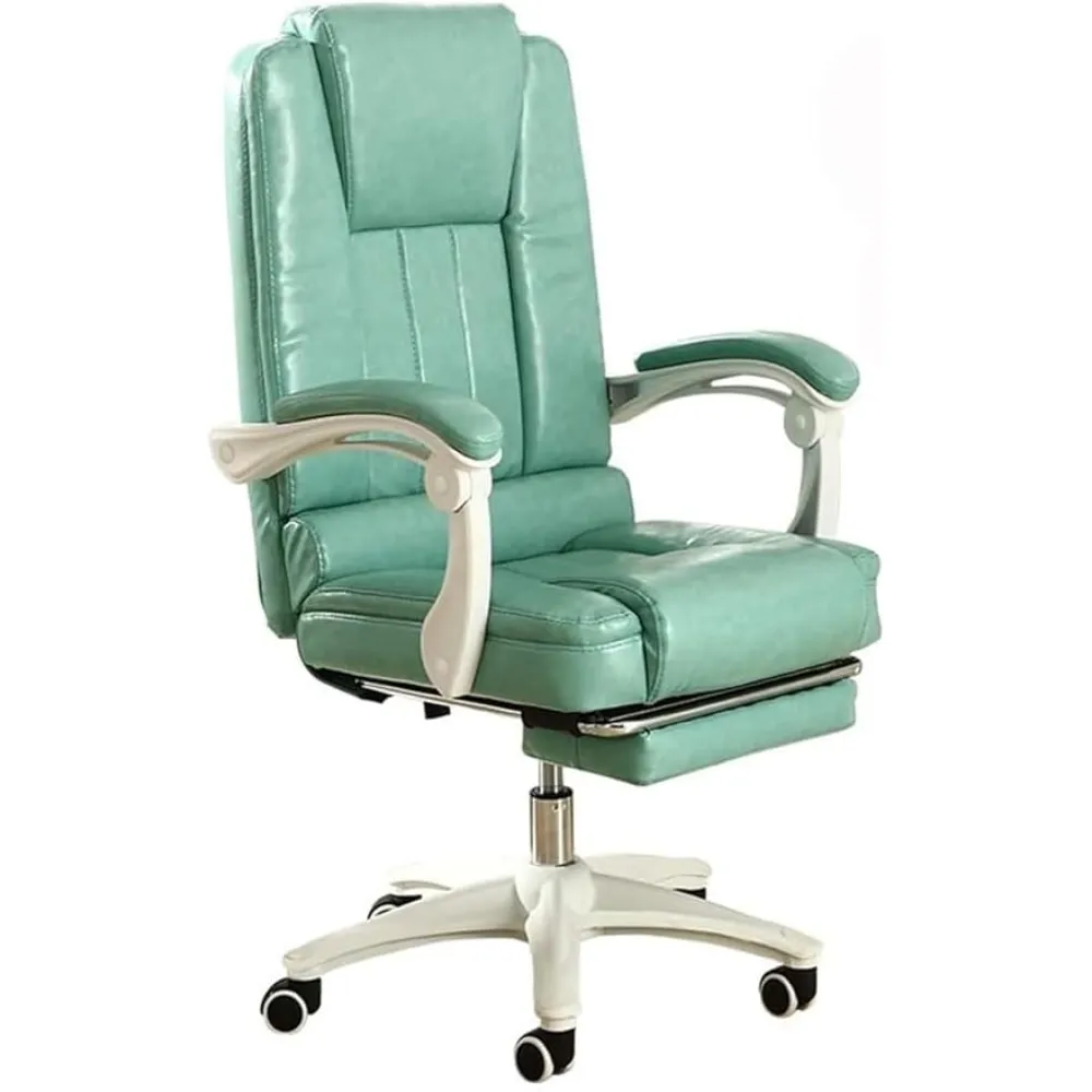 Ergonomic Home Office Desk Chair Simple Boss Chair Comfortable Gaming Chair One Piece Interlocking Armrests Sponge Filled Seat Supports 200kg Weight Seating for Long Hours(Green)