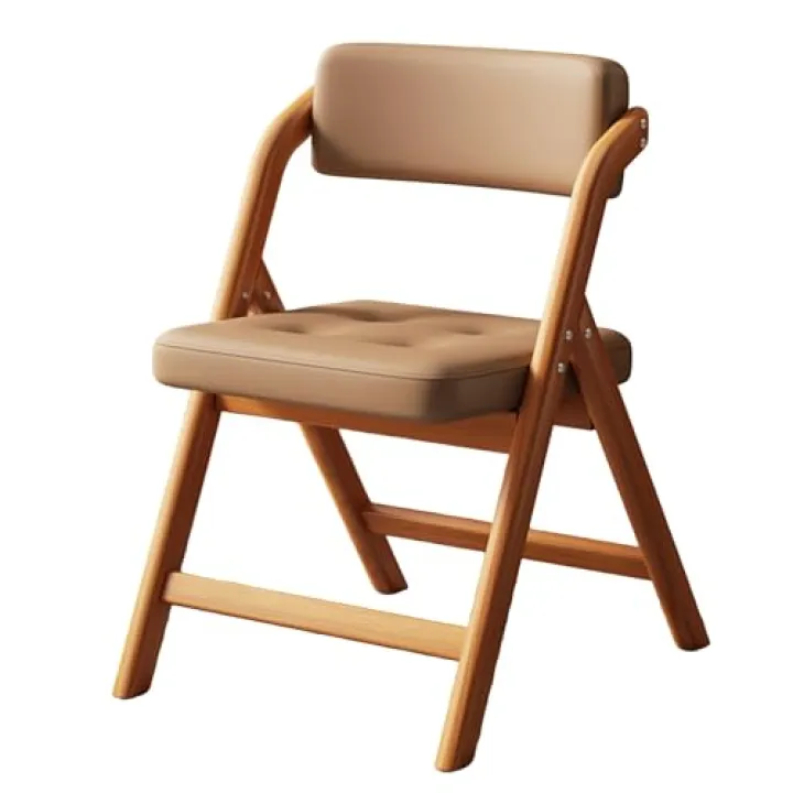 Comoda Sedie Pieghevoli da Interno, Sedie Esterno Giardino Portatile con Cuscino, Nessun Montaggio, Semplicità Moderna per Cucina, Matrimonio, Ufficio, Interni ed Esterni(Brown)