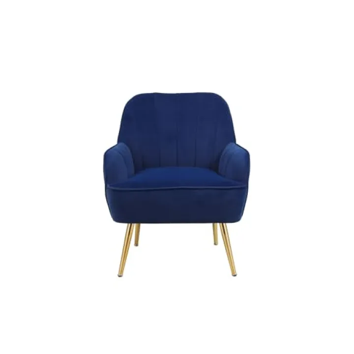 Modern Mid Century Chair Velvet Armchair for Living Room Bedroom Office Easy Assemble,for Living Room(Navy)