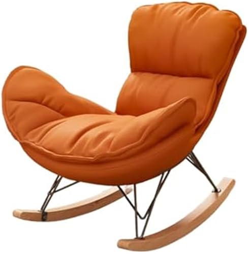 YHKJLYH Sedia a Dondolo Imbottita per Soggiorno, Sedia a Dondolo reclinabile, sedie a Dondolo da Giardino di Grandi Dimensioni per Balcone, Veranda, Giardino, Soggiorno, Camera da Letto (Arancione)