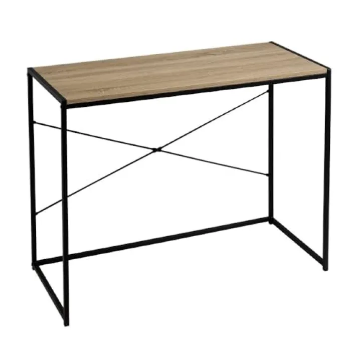 Tavolo da scrivania in PB e metallo in naturale e nero