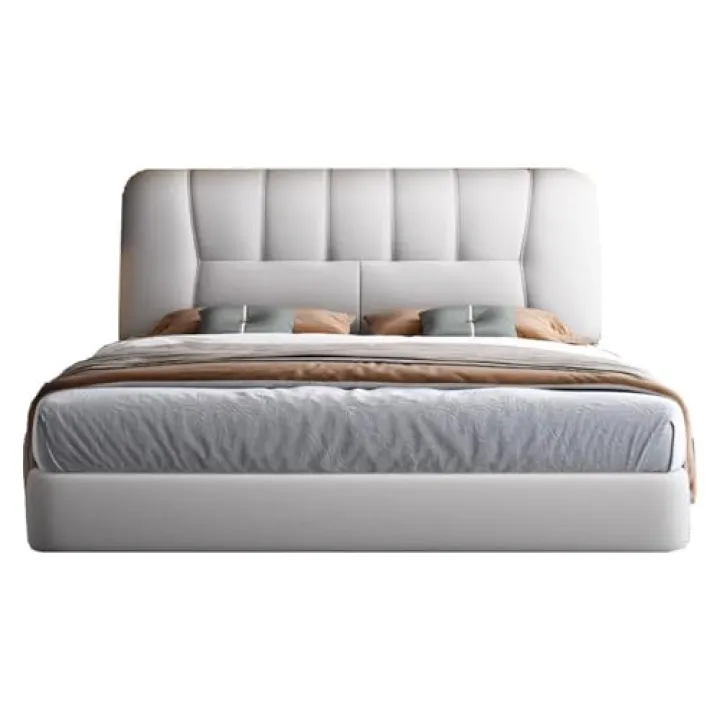 DLCQIJI Luxury Genuine Leather Bed, Queen Size Storage Platform Bed Frame with Wingback Headboard and Lift Up Storage Strong Wooden Slat Support, No Box Spring Needed, Noise Free, Easy Assembly