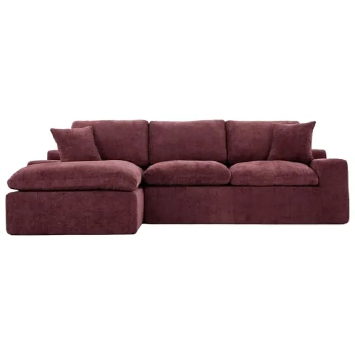 Sofa Set for Living Room Clearance,3 Seat Modular Sectional Sofas Bed,107.9'' Cloud Couch with Double-Layer Cushions,Storage, L-Shaped Convertible Couches for Bedroom,No Assembly Required​​,Red
