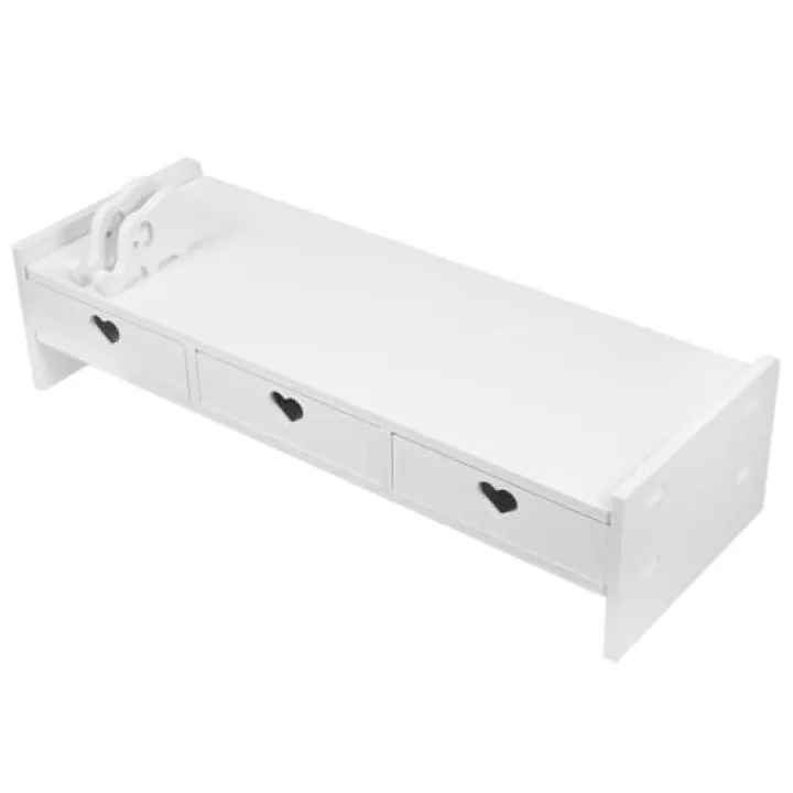 Gatuida Supporto Monitor da Scrivania con Base Rialzata Bianca per Laptop e Organizer Tastiera Ufficio per Scrivania Ordinata e Spazio Ottimizzato