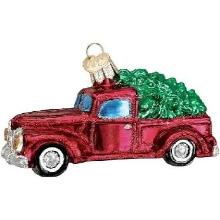 Old World Christmas Ornaments: Old Truck with Tree Glass Blown Ornaments for Christmas Tree (46029)