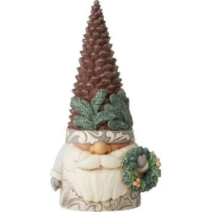 Enesco Jim Shore Heartwood Creek White Woodland Gnome Pinecone Hat Figurine, 6 Inch, Multicolor