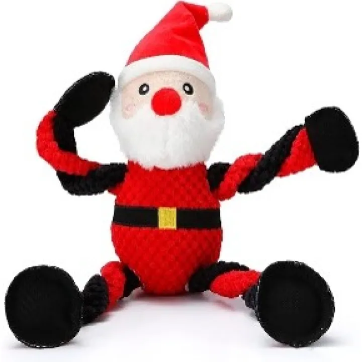 Senneny Dog Christmas Toys with Squeaker, Santa Squeaky Toys for Dogs Puppy, Stuffed Dog Plush Toy for Large Medium Small Dogs, Interactive Durable Dog Chew Toys