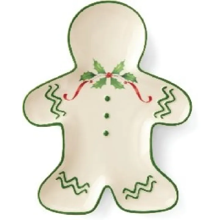 Lenox Holiday Gingerbread Man Accent Plate, 0.70 LB, Red & Green